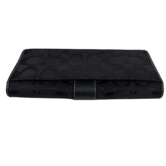 Coach Black Signature C Wallet Canvas & Leather Trim Stripe Long Credit Card - Picture 12 of 16